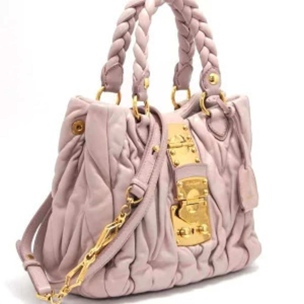 Miu Miu Pink Handbag Matelasse Leather Pink